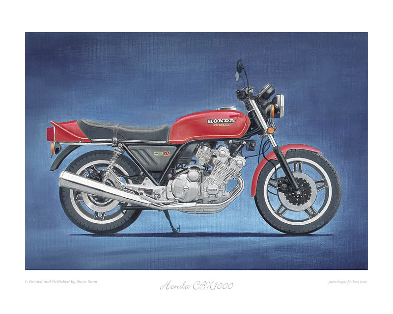 Honda CBX1000A red motorcycle art print
