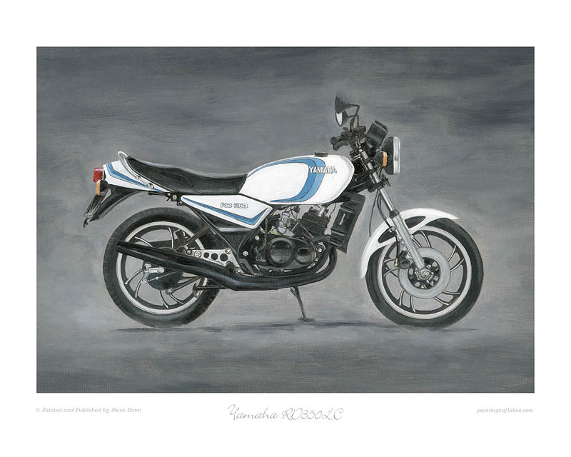 Yamaha RD350LC twin blue stripes motorcycle art print