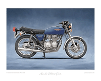 Honda CB400 Four blue motorcycle art print blue
