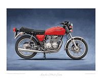 Honda CB400 Four red motorcycle art print red