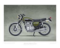Honda CB 500 Four motorcycle art print green