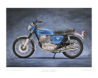 Honda CB750 blue sandcast motorcycle art print