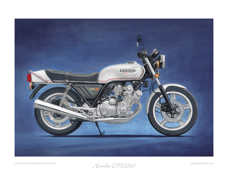 Honda CBX1000 silver motorcycle art print