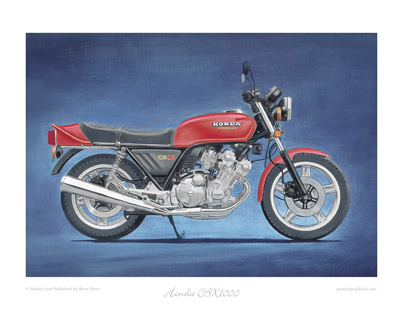 Honda CBX1000Z red motorcycle art print