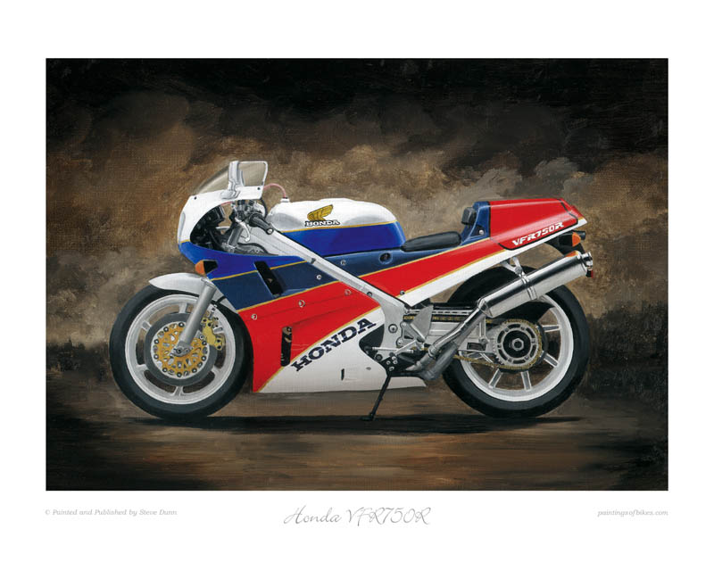 Honda RC30 motorcycle print. Painting by Steve Dunn.