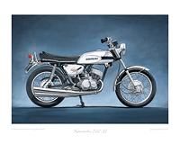 Kawasaki 500 H1 motorcycle art print white