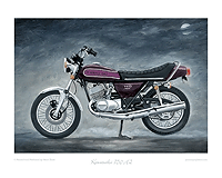 Kawasaki 750 H2 motorcycle art print purple