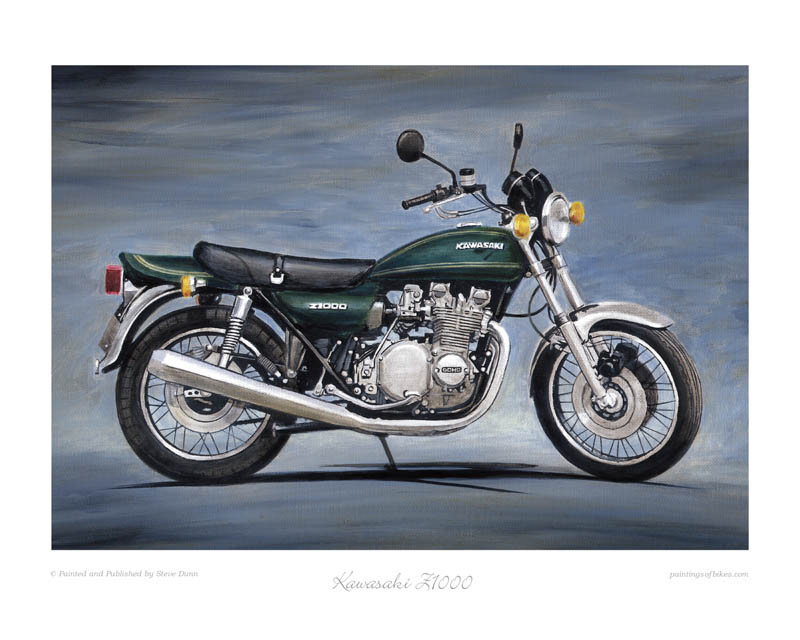 Kawasaki Z1000 motorcycle art print