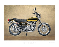 Kawasaki 900 Z1A motorcycle art print green
