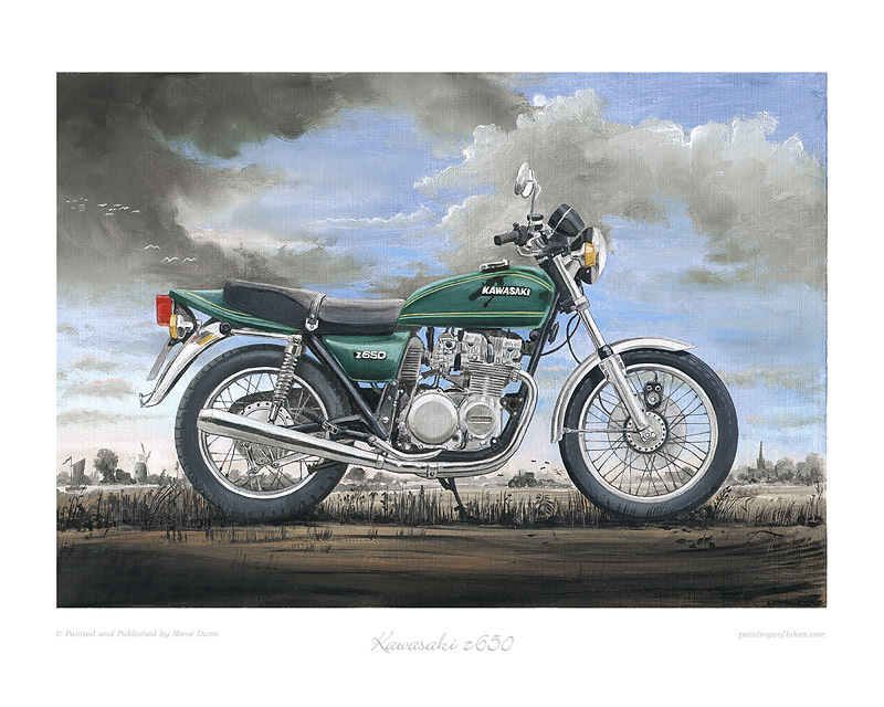 Kawasaki Z650 motorcycle art print
