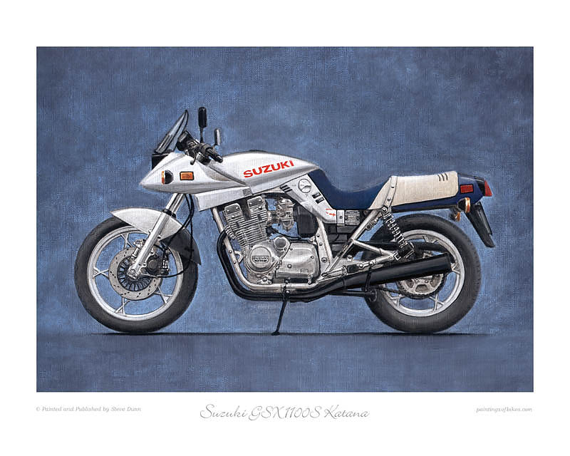 Suzuki Katana motorcycle print. Painting by Steve Dunn.