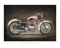 Triumph T120 Bonneville tangerine motorcycle art print
