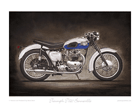 Triumph T120 Bonneville motorcycle art print royal blue