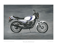 Yamaha RD350LC 3-stripe (White) motorcycle art print