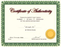 Certificate of Authenticty